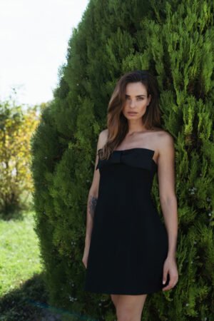 Bow Wool Mini Dress